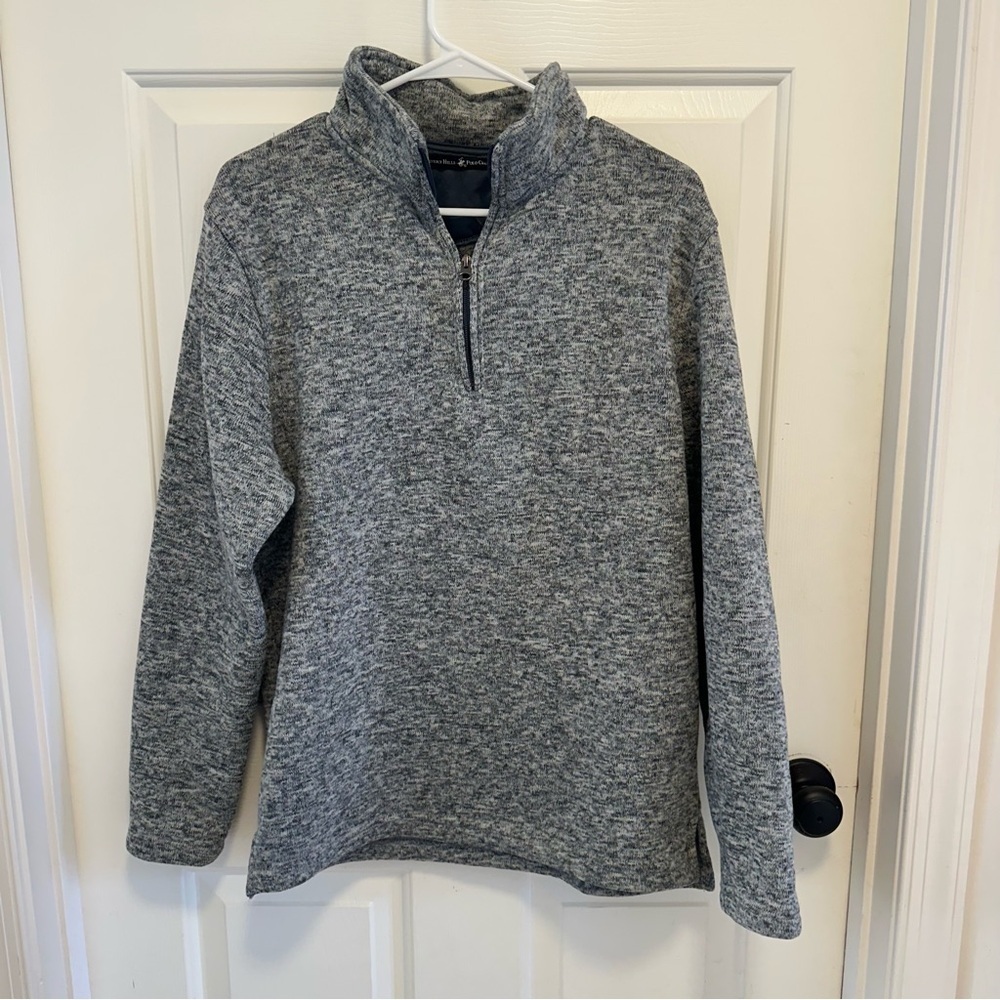 Beverly Hills Polo Club 1/4 Zip Up Sweater Gray Knit Mock Neck Long Sleeve